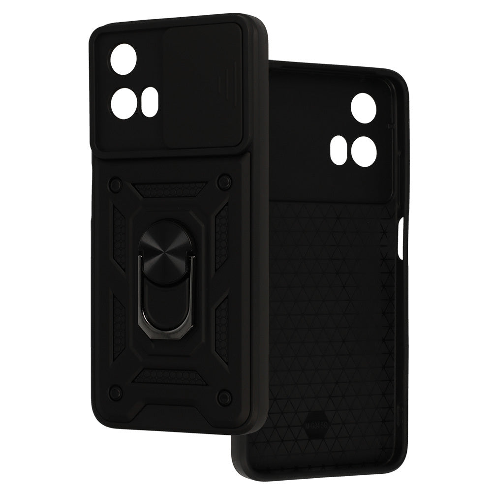Калъф силикон – Slide Camera Armor Motorola Moto G35 5G – Черен