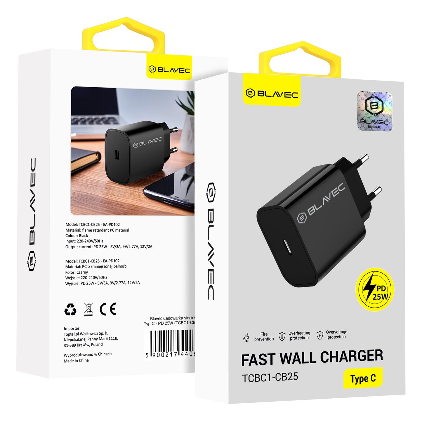 Blavec – Заряден адаптер – BC1 Typе-C PD 25W (TCBC1 CB25) – Черено