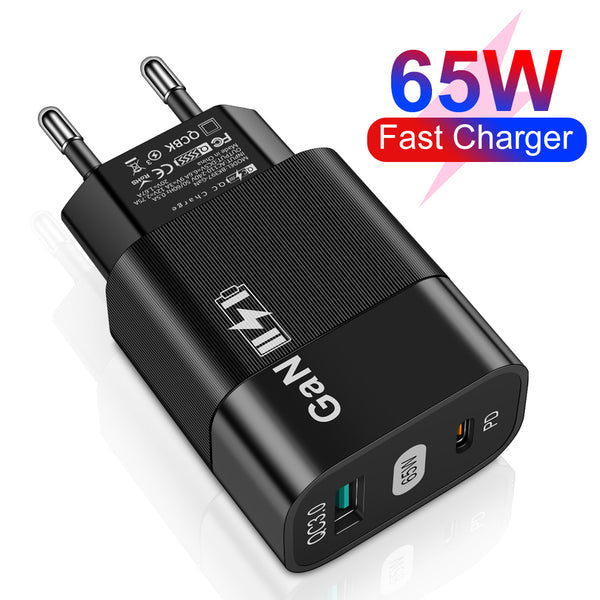 Techsuit - Wall Charger (CHPD131) - GaN, USB, Type-C, Fast Charge, 65W - Black