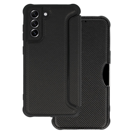 Калъф тефтер – Razor Carbon Book – Samsung Galaxy S25 – Черен