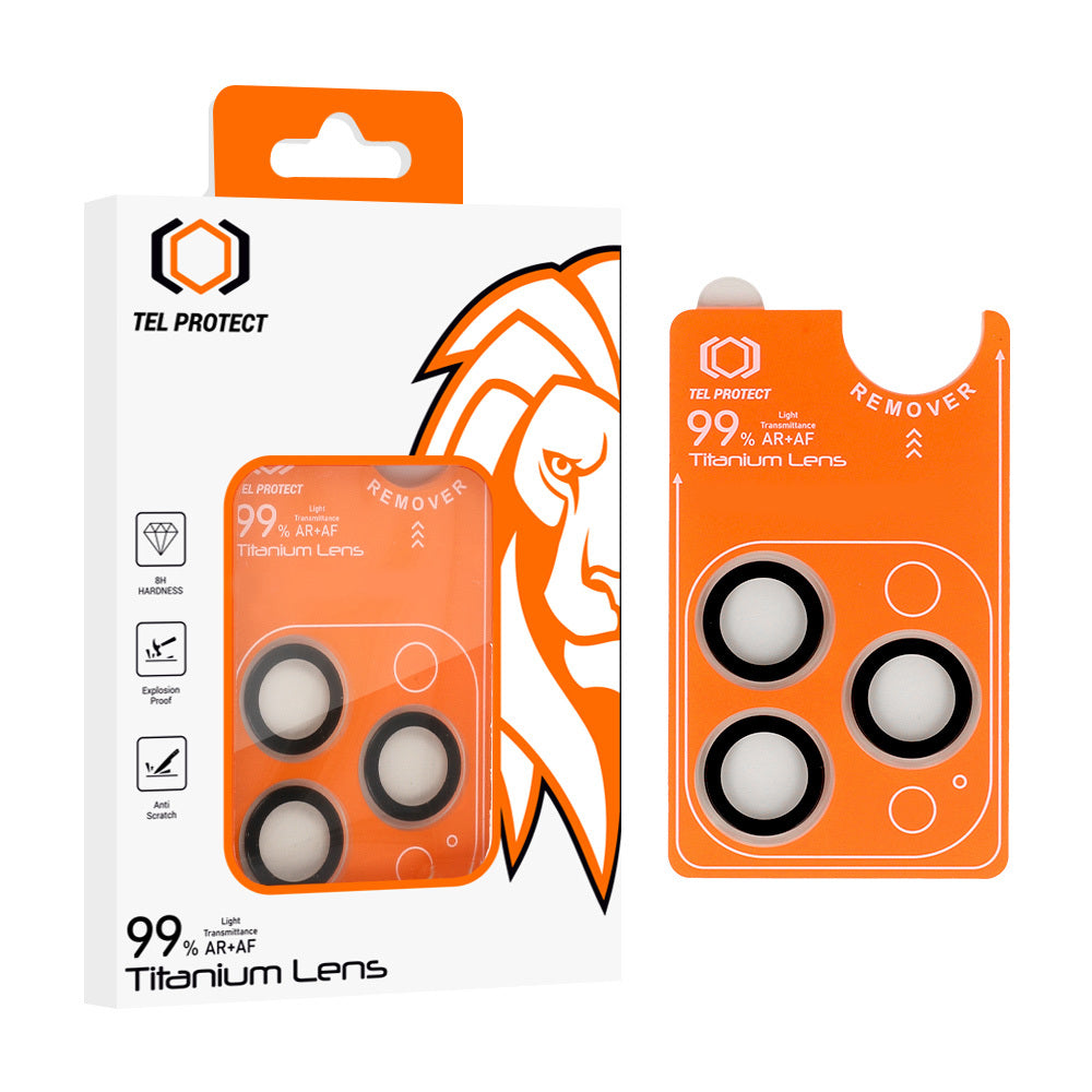 Закален Стъклен протектор – Tel Protect Titanium Lens 99% AR (3 обектива) – iPhone 14 Pro/14 Pro Max – Прозрачен