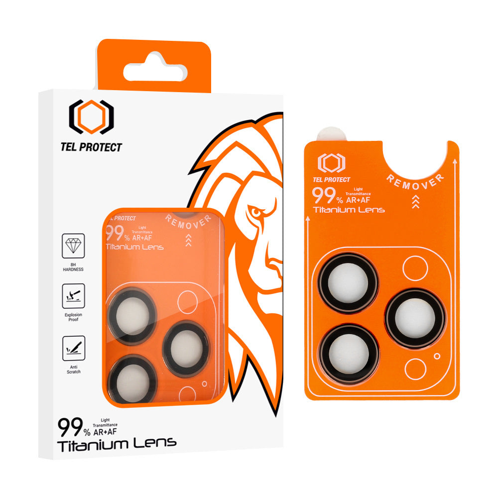 Закален Стъклен протектор – Tel Protect Titanium Lens 99% AR (3 обектива)– iPhone 15 Pro/15 Pro Max