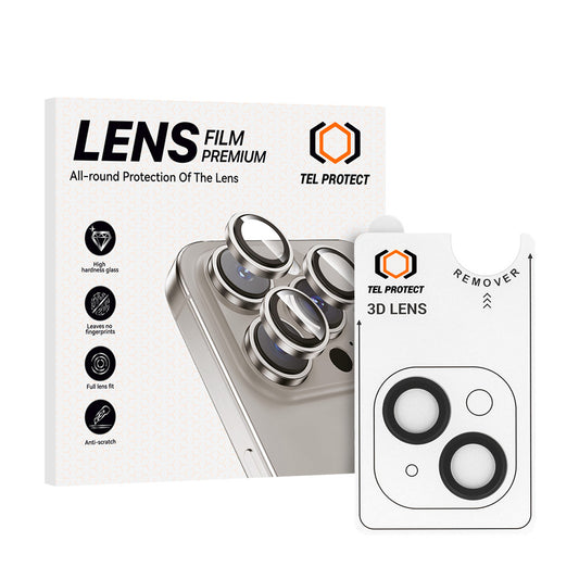Закален Стъклен протектор – Tel Protect 3D Lens за камери  ( 2 обектива) – iPhone 16e/14/14 Plus – Черен