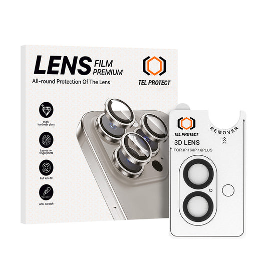 Закален Стъклен протектор – Tel Protect 3D Lens камери ( 2 обектива) – iPhone 16/16 Plus – Черен