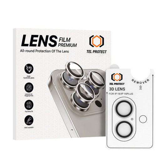 Закален Стъклен протектор – Tel Protect 3D Lens камери ( 2 обектива) – iPhone 16/16 Plus – Прозрачен