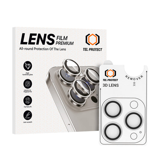 Закален Стъклен протектор – Tel Protect 3D Lens камери ( 3 обектива) – iPhone 16 Pro/16 Pro Max – Прозрачен