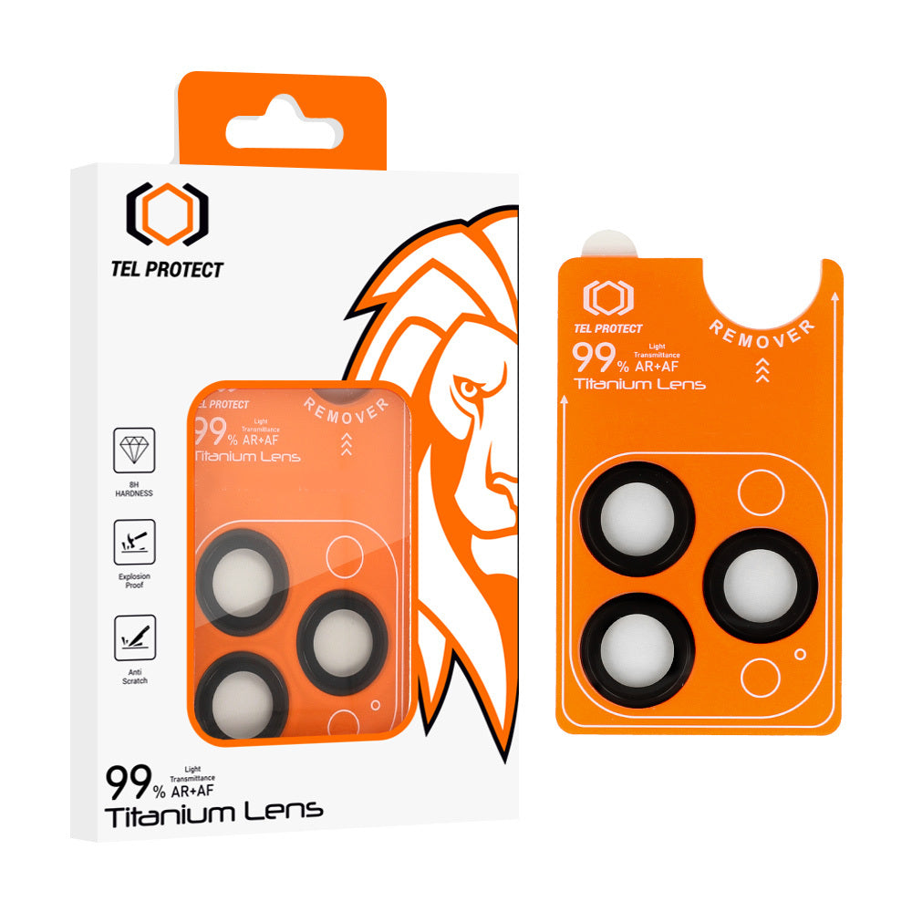 Закален Стъклен протектор – Tel Protect Titanium Lens 99% AR – за камерите (1 обектив) – iPhone 17 Air – Черен