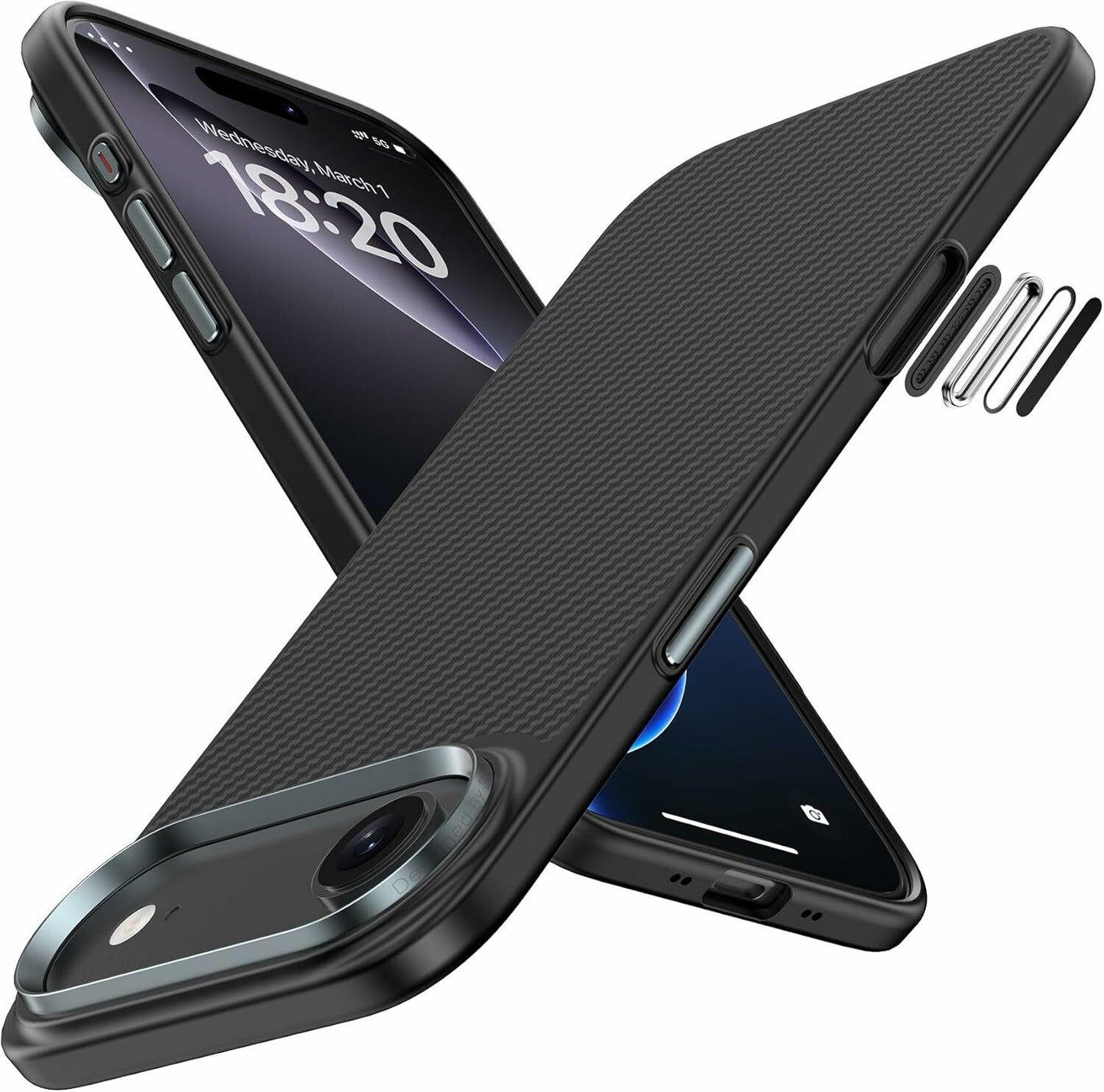 Benks – Калъф Magnetic Armor Pro Kevlar Metal Frame 600D (A068) Air (Camera Control Button) – iPhone 17 – Черен