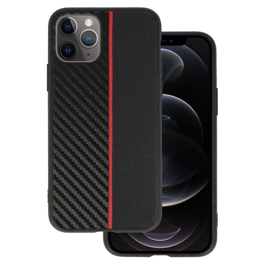 Tel Protect Carbon Калъф–iPhone 11 Pro Черен With Червен–Stripe