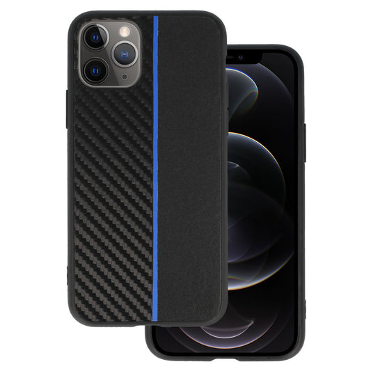 Tel Protect Carbon Калъф–iPhone 11 Pro Черен With Син–Stripe