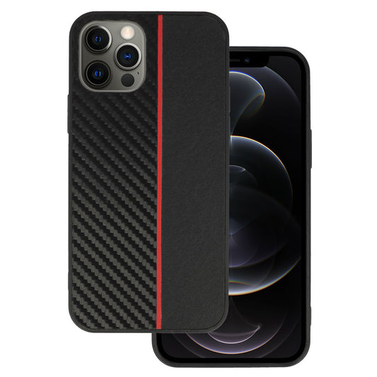 Калъф – Tel Protect Carbon Case – iPhone 12 Pro Max – Черен-Червeno