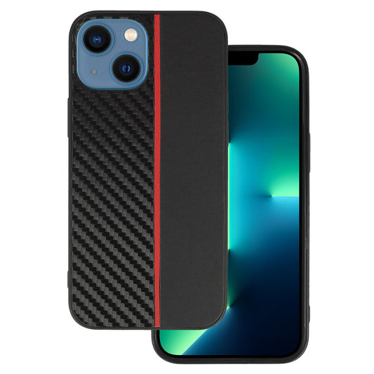 Калъф – Tel Protect Carbon – iPhone 13 Mini – Черен-Червен