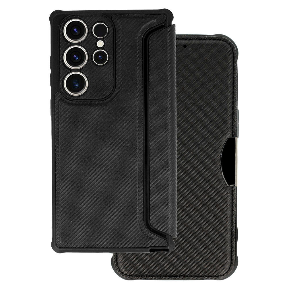 Razor Carbon–Калъф Тефтер–Samsung Galaxy S23 Ultra–Черен