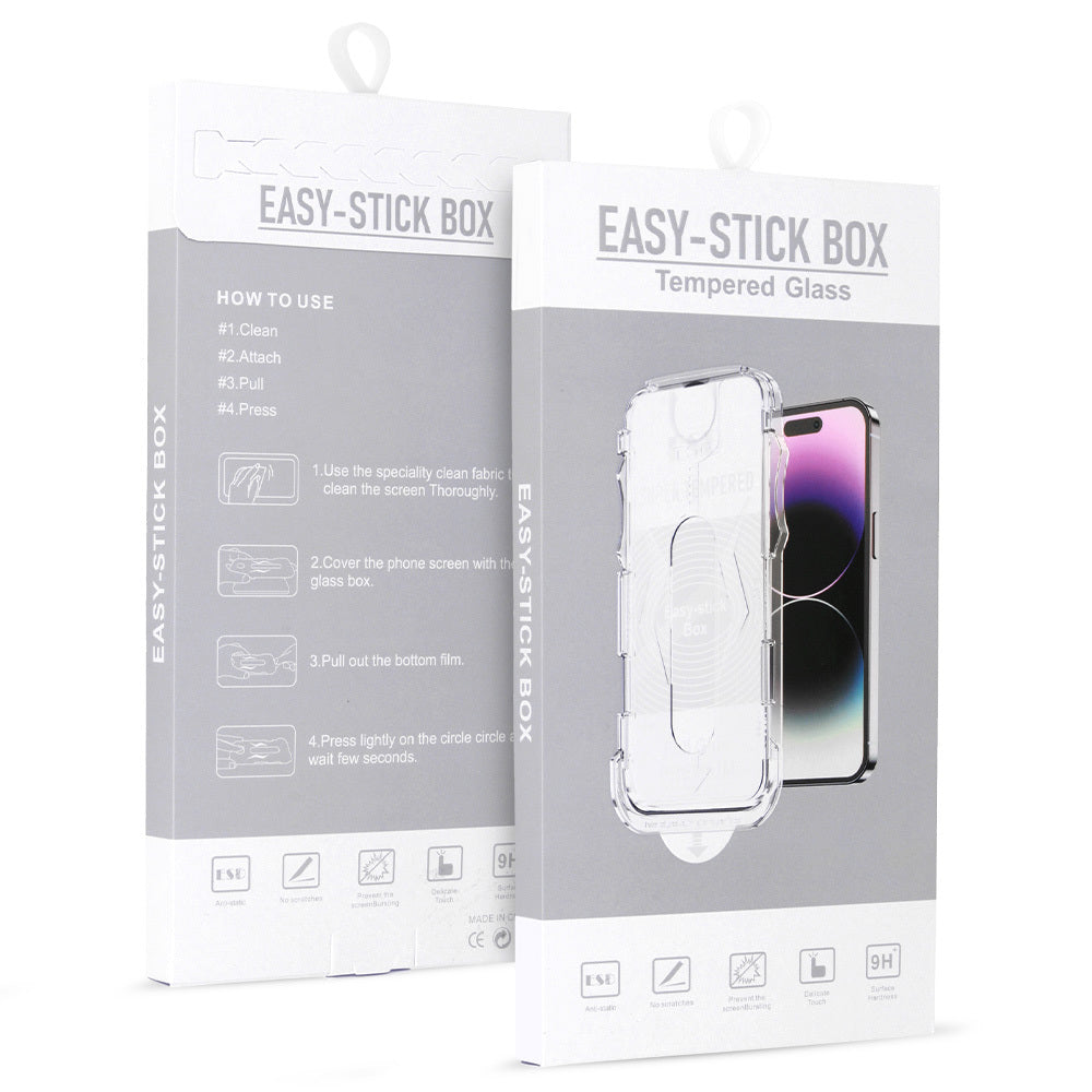 Закален Стъклен протектор – Full Glue Easy Stick Box – iPhone 14 Pro – Черен
