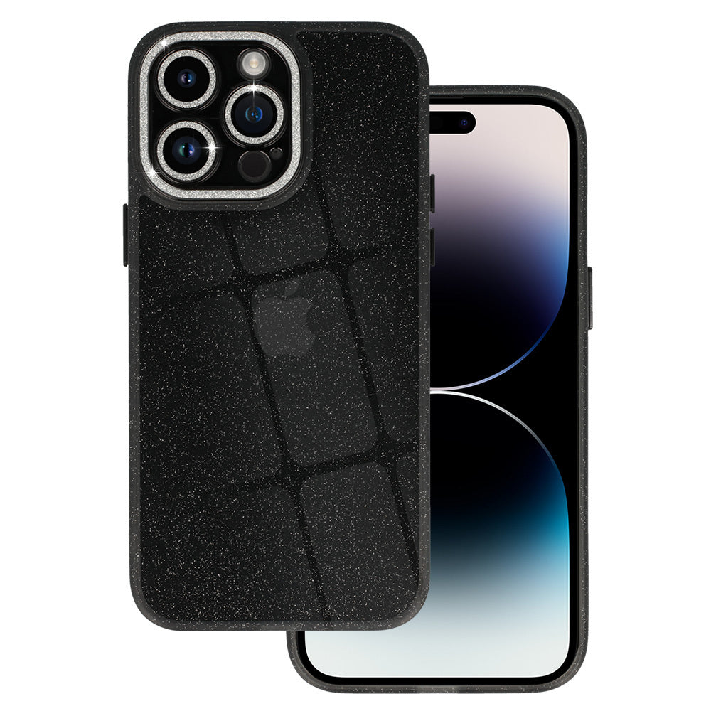 Калъф силикон –  Liquid Блестящ Camera Case – iPhone 13 Pro – Черен