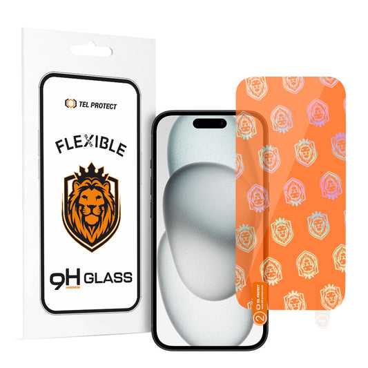 Закален Стъклен протектор – Tel Protect гъвкаво хибридно закалено стъкло– iPhone 15/15 PRO
