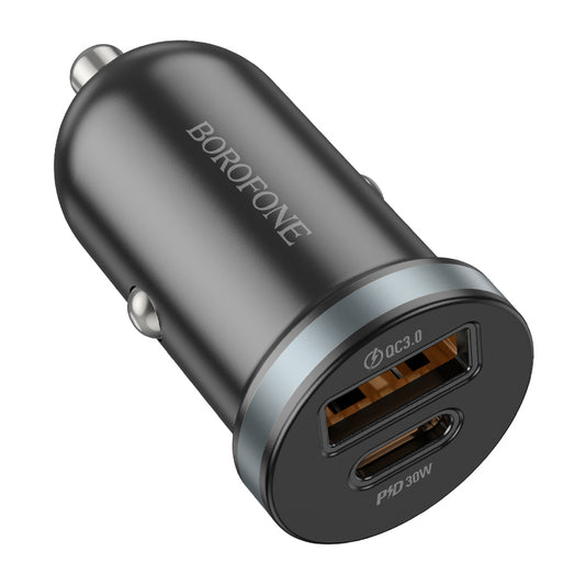 Borofone – Зарядно Авто BZ22 Scenery USB + Type-C QC 3.0 PD 30W – Черен