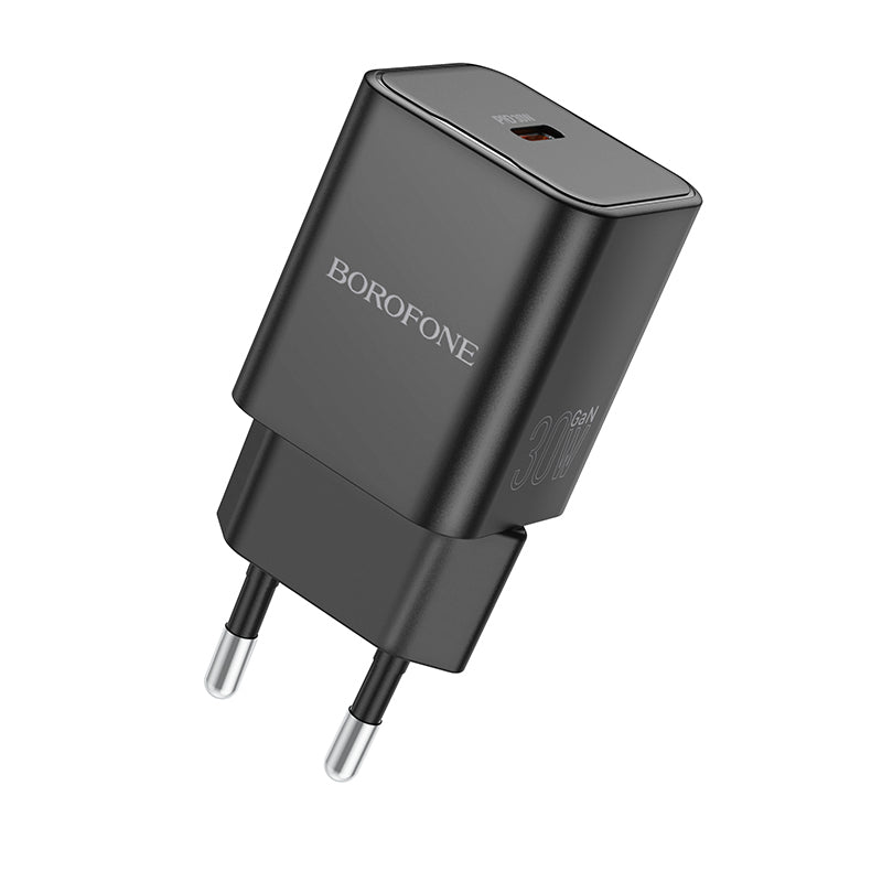 Borofone – Заряден адаптер –  BN13 Safety – GaN Type-C PD 30W – Черен