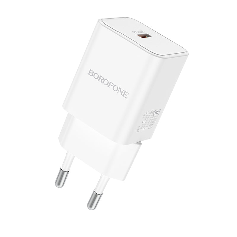 Borofone – Заряден адаптер – BN13 Safety – GaN Type-C PD 30W – Бял
