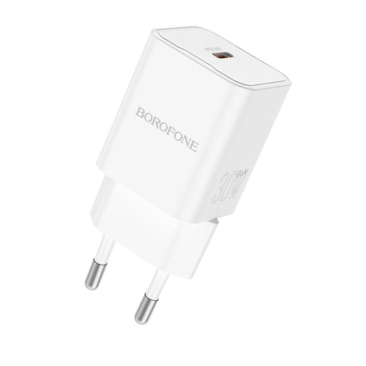 Borofone – Заряден адаптер – BN13 Safety – GaN Type-C PD 30W – Бял