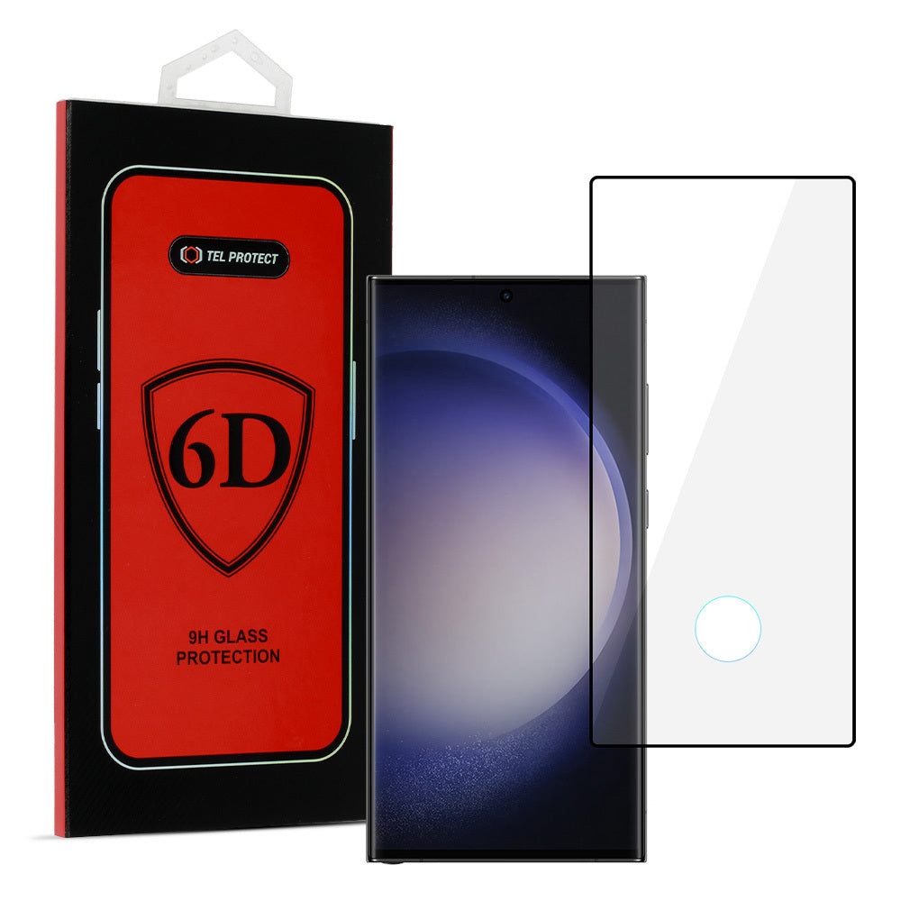 Закален Стъклен протектор – Full Glue 6D с изрез за четеца – Samsung Galaxy S23 ULTRA – Черен