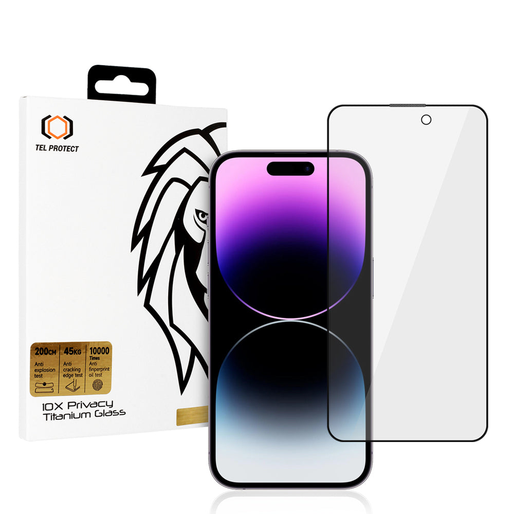 Закален Стъклен протектор 10X Privacy Titanium Pro – iPhone 14 Pro