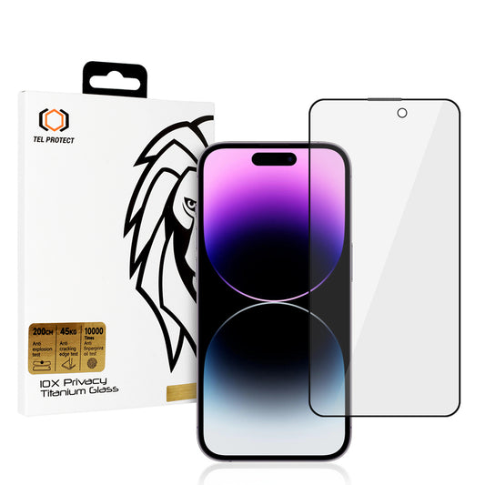 Закален Стъклен протектор 10X Privacy Titanium Pro – iPhone 14 Pro