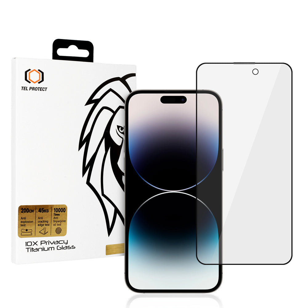 Закален Стъклен протектор 10X Privacy Titanium Max – iPhone 14 Pro Max