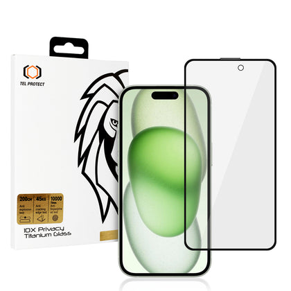 Закален Стъклен протектор – 10X Privacy Titanium Plus – iPhone 15 Plus