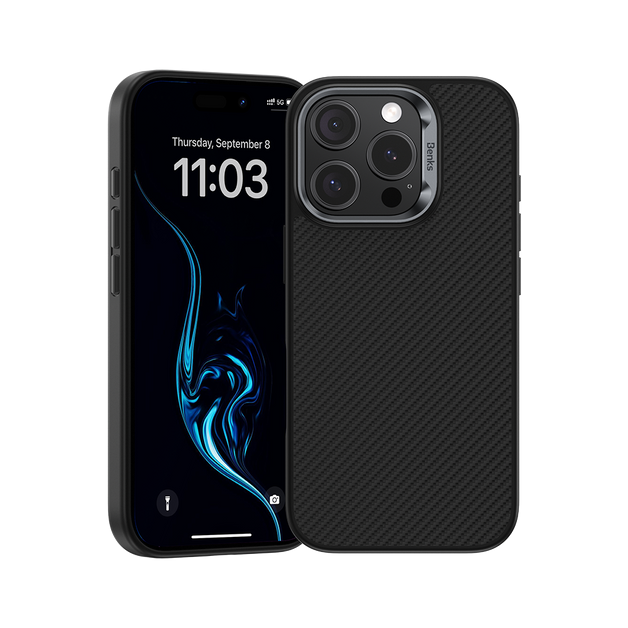 Benks – Калъф Magnetic Armor Pro Kevlar Metal Frame 600D – iPhone 16 Pro – Черен