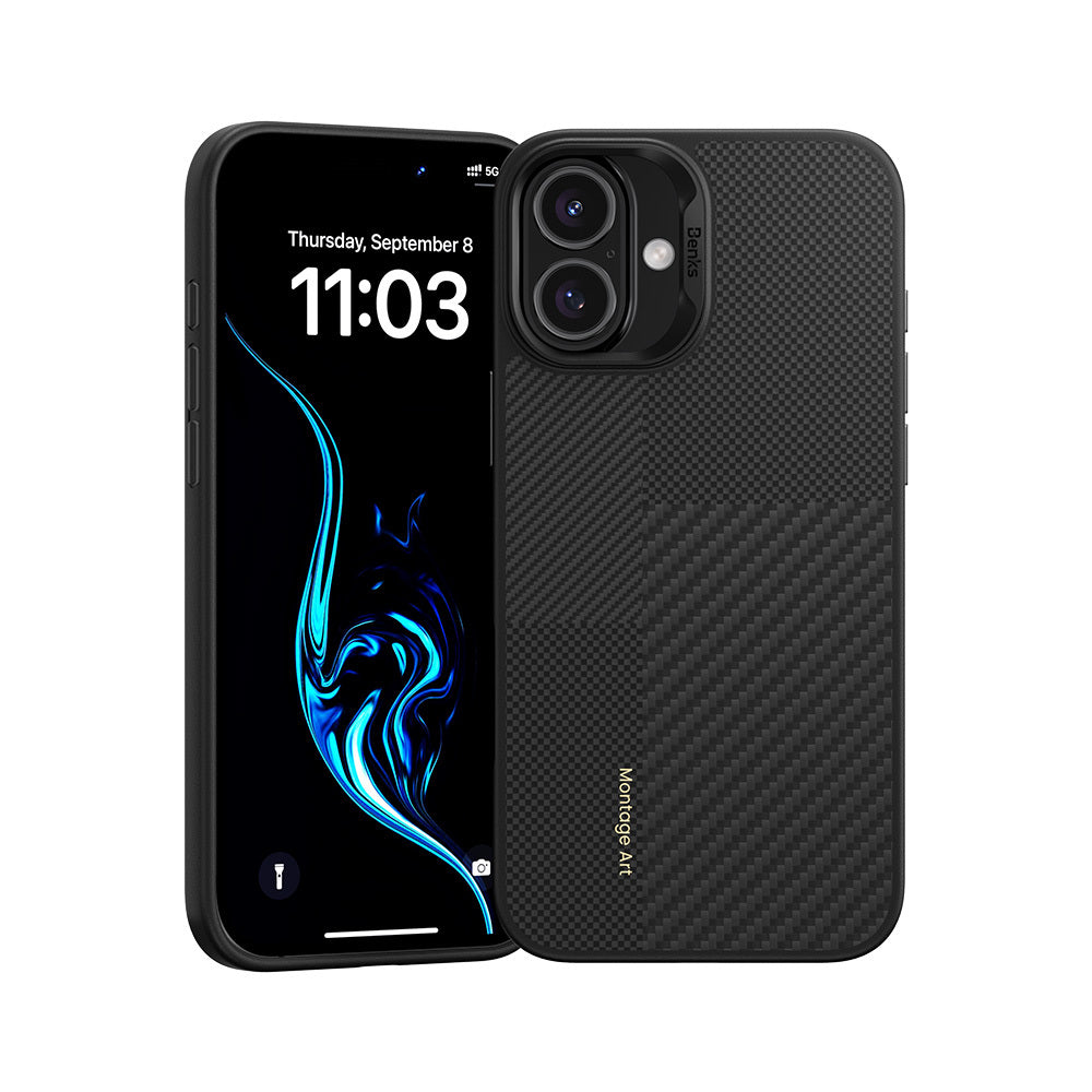 Benks –Montage Magnetic Armor Pro Kevlar Metal Frame 600D – iPhone 16 – Черен