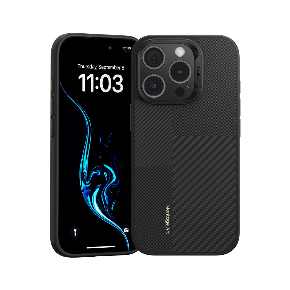 Benks – Montage Magnetic Armor Pro Kevlar Metal Frame 600D+1500D – iPhone 16 Pro Max – Черен