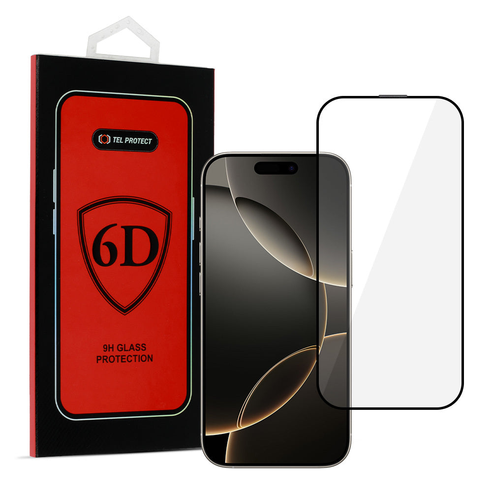 Закален Стъклен протектор – Full Glue 6D – iPhone 16 PRO – Черен