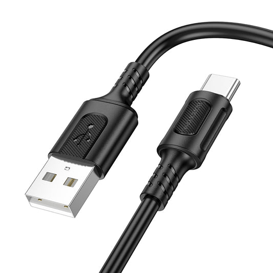 Borofone – Kабел  BX111 Feliz–Usb-А към Type-C 3A 1m. – Черен