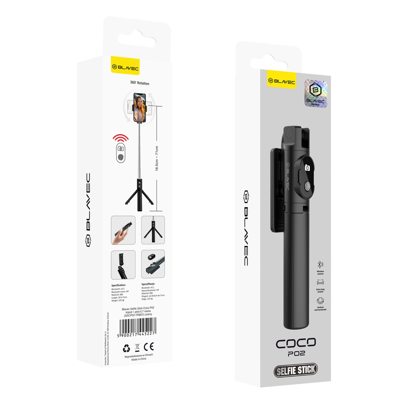Blavec – Selfie Stick Coco– P02 Tripod + Pilot 0,7m. (Sscp02 Trb07) – Черен