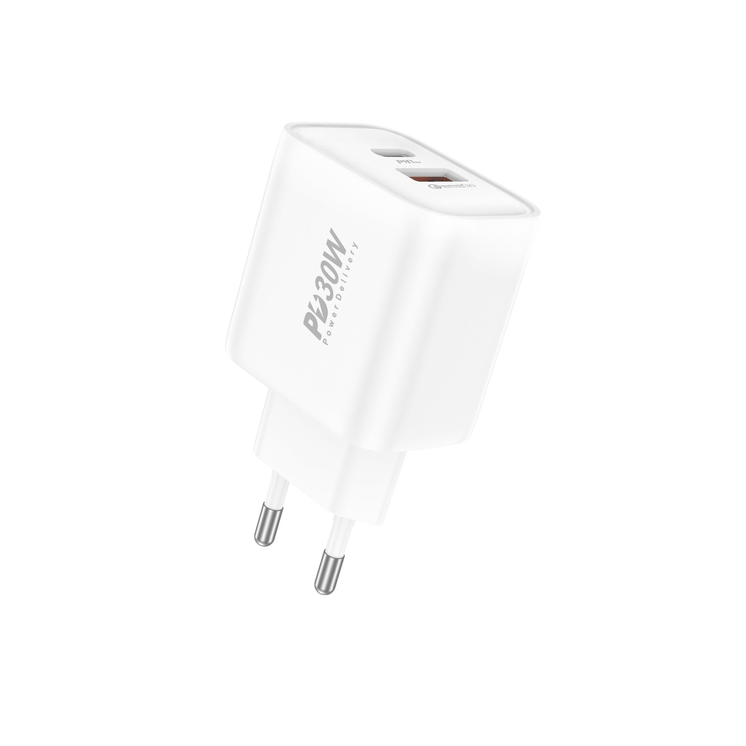 Foneng – Заряден адаптер –  EU52 USB + Type-C QC 3.0 PD 30W – Бял