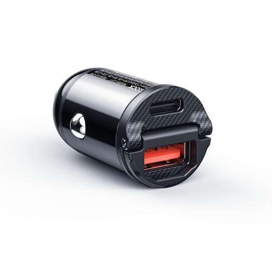 Rock – Зарядно Авто H18 Mini USB + Type-C 30W 3A – Черен