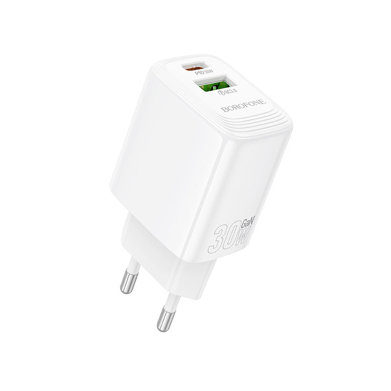 Borofone – Заряден адаптер – BN29 Fuente USB + Type-C QC 3.0 PD 30W – Бял